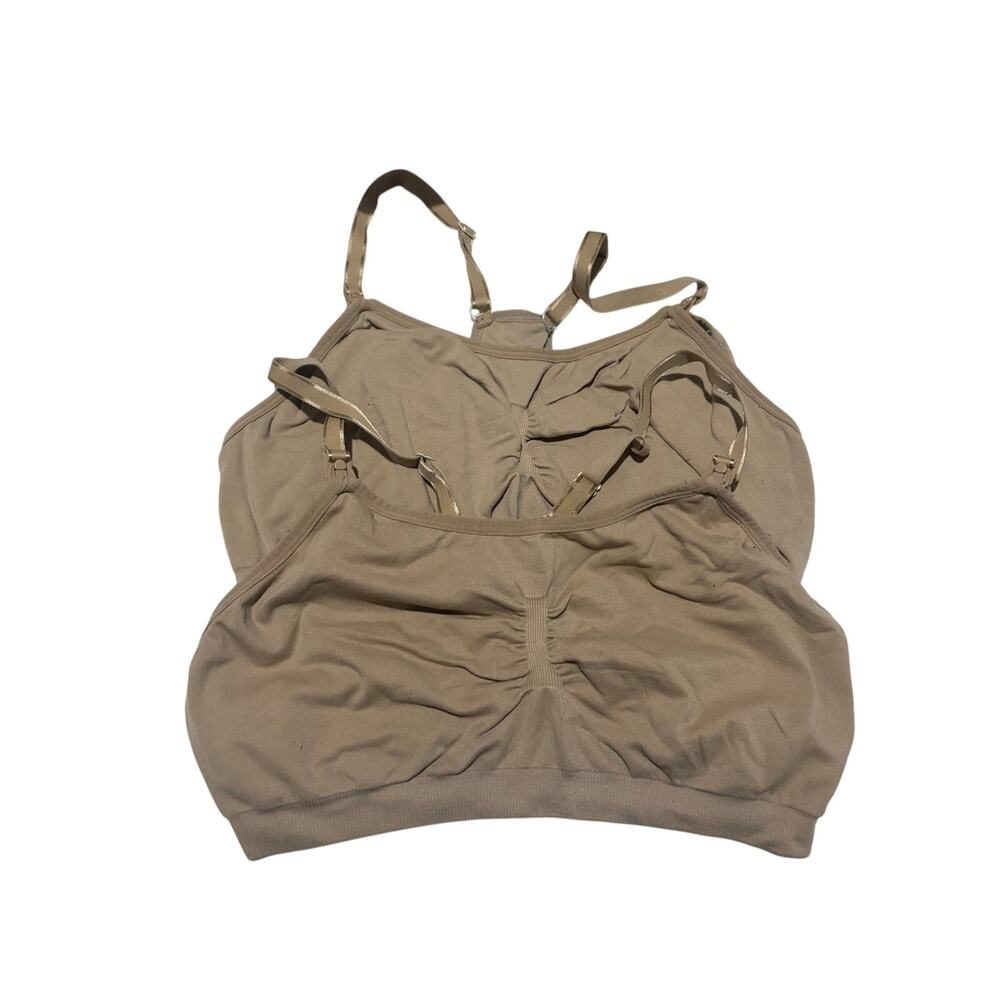Nude xl nursing sleeping bras soft cups no wire racer back label is worn off euc